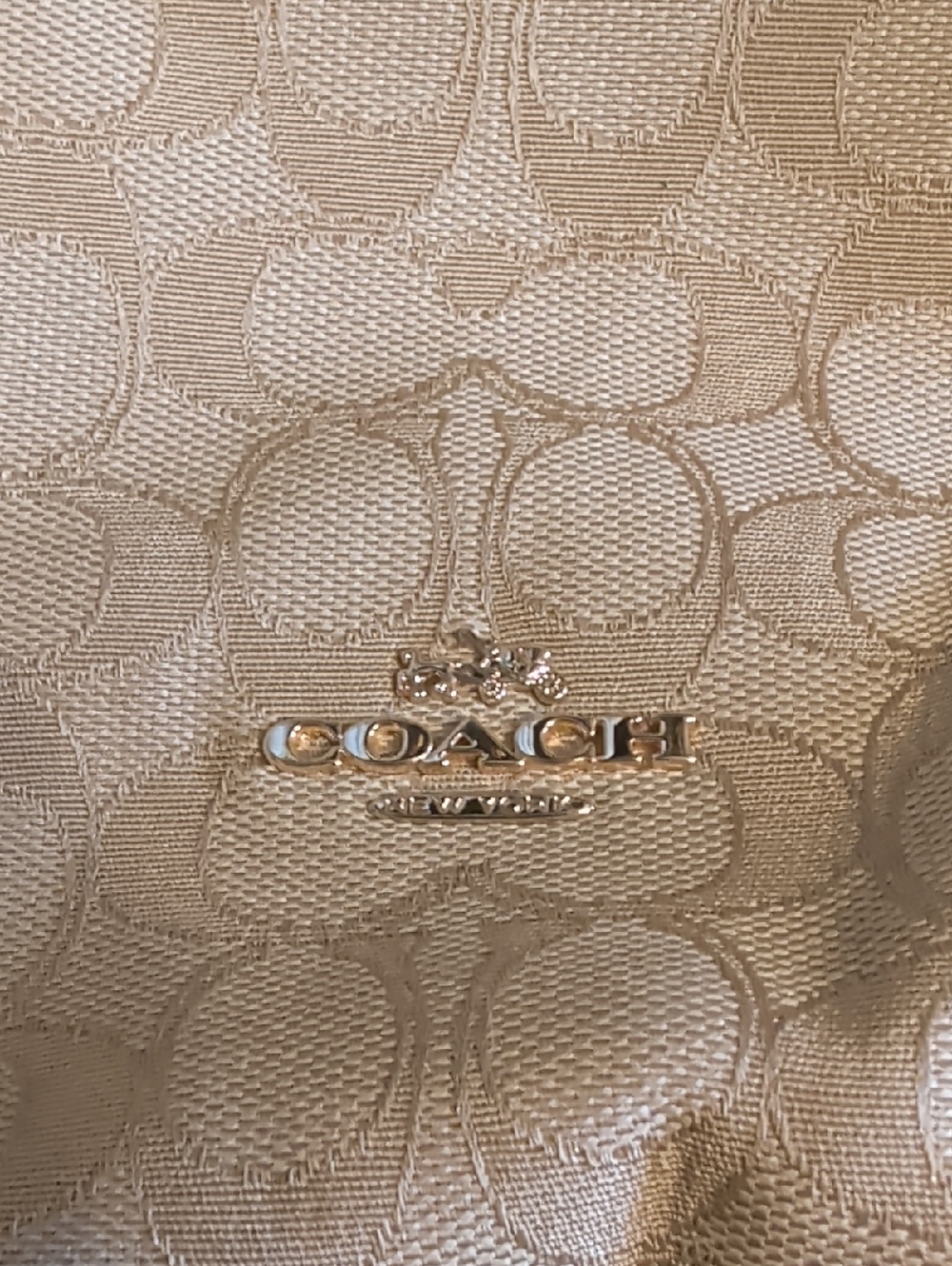 Coach Beige Signature Jacquard Shoulder Bag - Picture 3 of 7